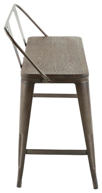 Oregon Counter Bench Antique Metal And Espresso Wood Pressed
