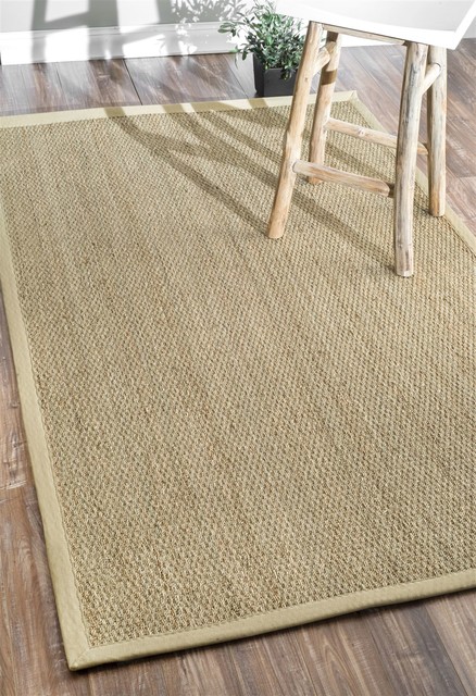 nuLOOM Contemporary Elijah Natural Seagrass with Border Beige Area Rug