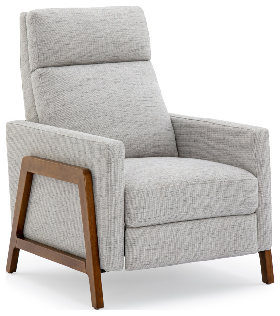 Push Back Recliner, Performance Fabric Midcentury Recliner