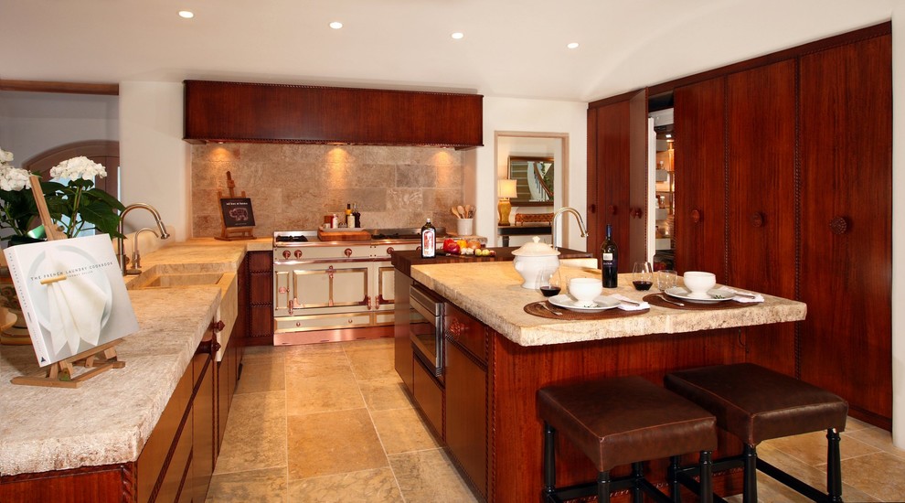Example of a transitional kitchen design in New York