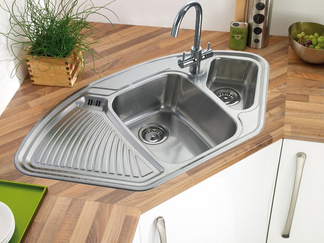 Lausanne 1 5b Stainless Steel Corner Sink Traditional