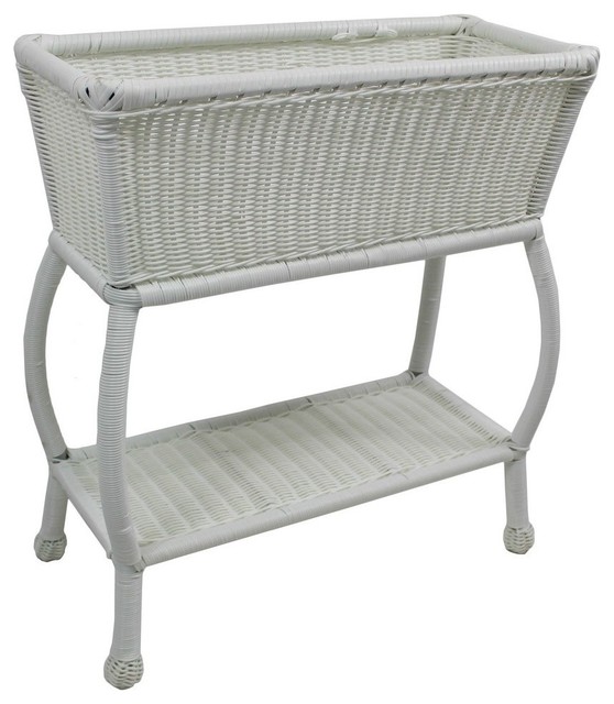 Resin Wicker Rectangular Plant Stand Tropical Outdoor Pots And Planters by International