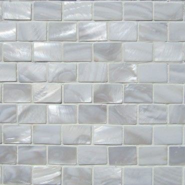 12"x12" White Mother of Pearl Minibrick Tile, Polished, Single Sheet