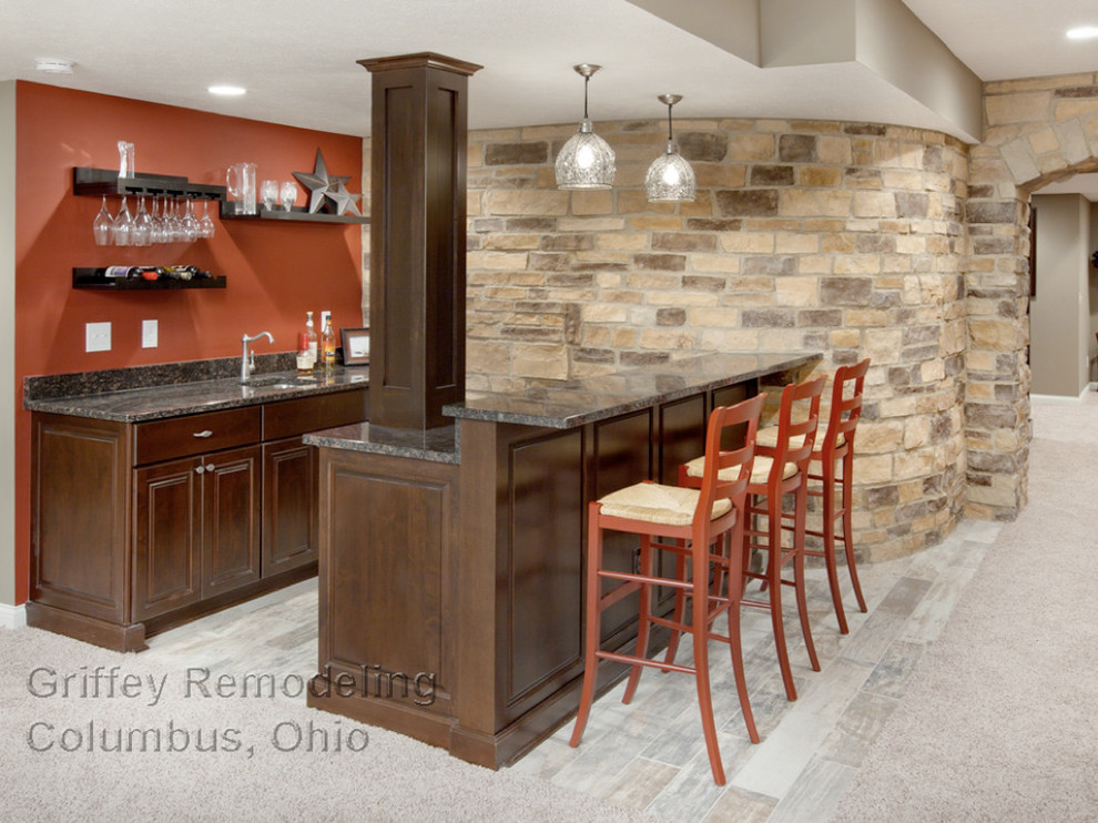 Example of a transitional basement design in Columbus