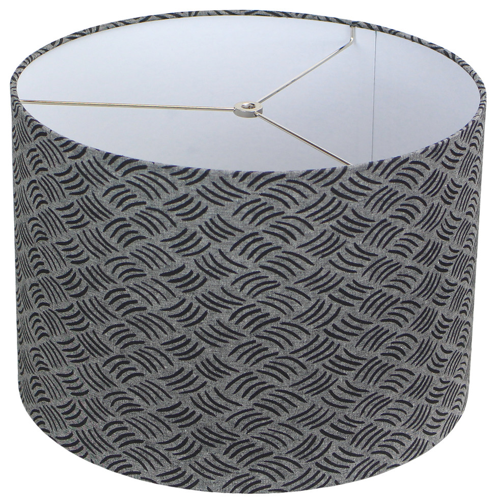 Maratodd Fabric Drum Lampshade 16"x16"x11" Hannover Collection, Charcoal