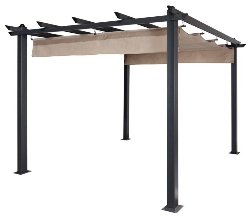 Aluminum Grape Trellis Pergola Outdoor Canopy Gazebo, Burgundy, 9'x9