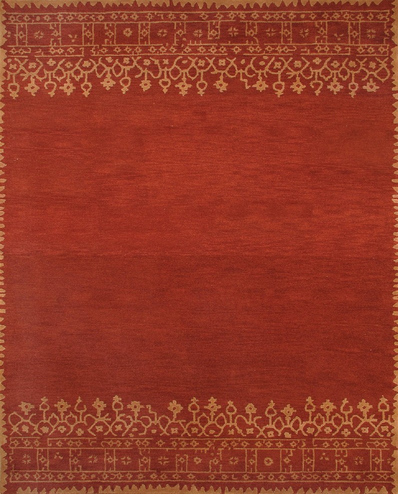 Rugsville Modern And Stylish Desa Rust Wool 12110 Rug 5x8