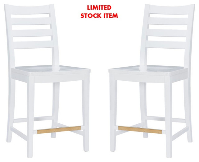 Flynn Counter Stool White Set of 2 Transitional Bar Stools And