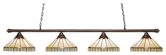 Toltec Lighting 374-BRZ-964 Oxford - Four Light Bronze Billiard