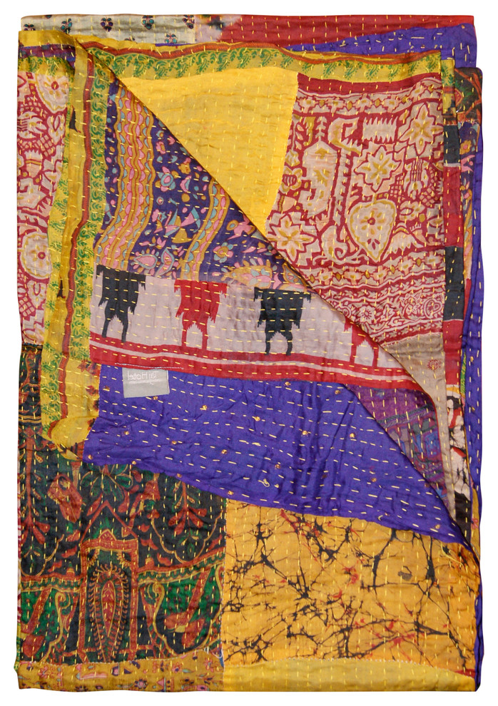 Kantha Silk Throw 50"x70" Mediterranean Throws by LIFESTYLE GROUP