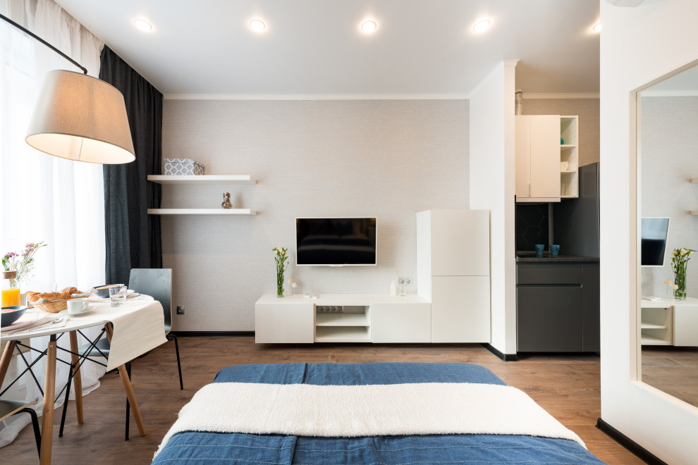 Маленькая квартирка 28 кв.м. В голубых тонах.