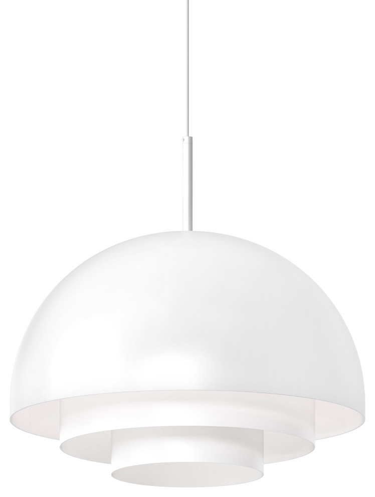 Modern Tiers Dome LED Pendant, Satin White, 16"