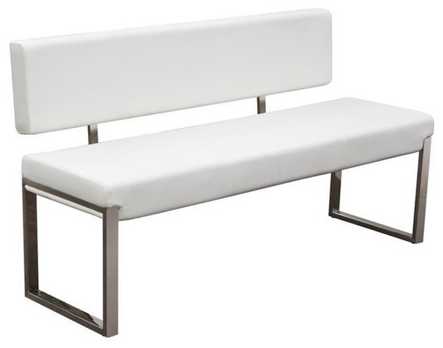 Knox Bench With Back And Stainless Steel Frame Contemporary