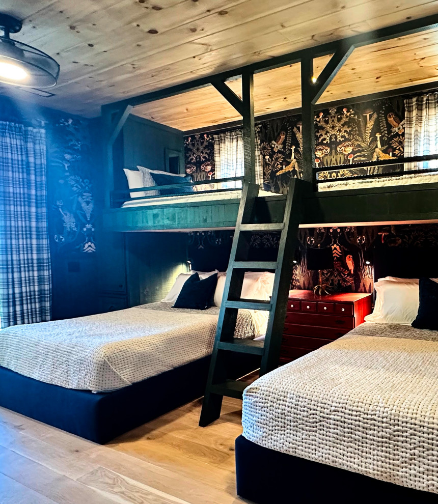 Example of a bedroom and large mountain style kids' bedroom design