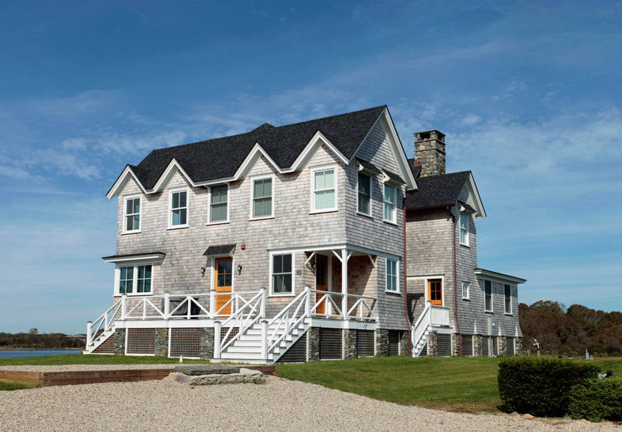 Design ideas for a beach style exterior in Providence.