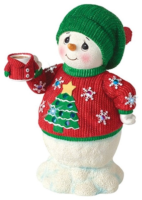 Snowman Ugly Sweater Musical Lighted Figurine