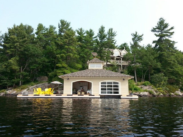 Post and Beam Muskoka Boat House coastal-deck