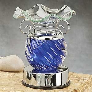 Blue Spiral Glass Touch Sensitive Electric Oil Burner Aromatherapy
