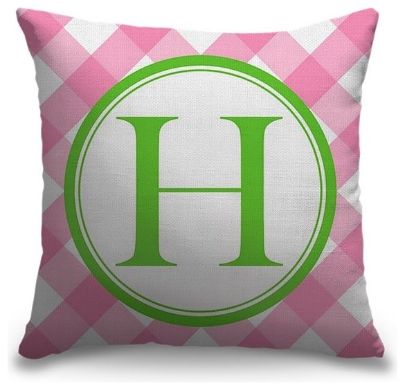 "Letter H - Circle Plaid" Outdoor Pillow 20"x20"