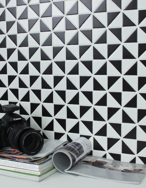 Triangular Windmill Pattern Porcelain Mosaic Tile, Wall decor minimalistisch-wohnbereich