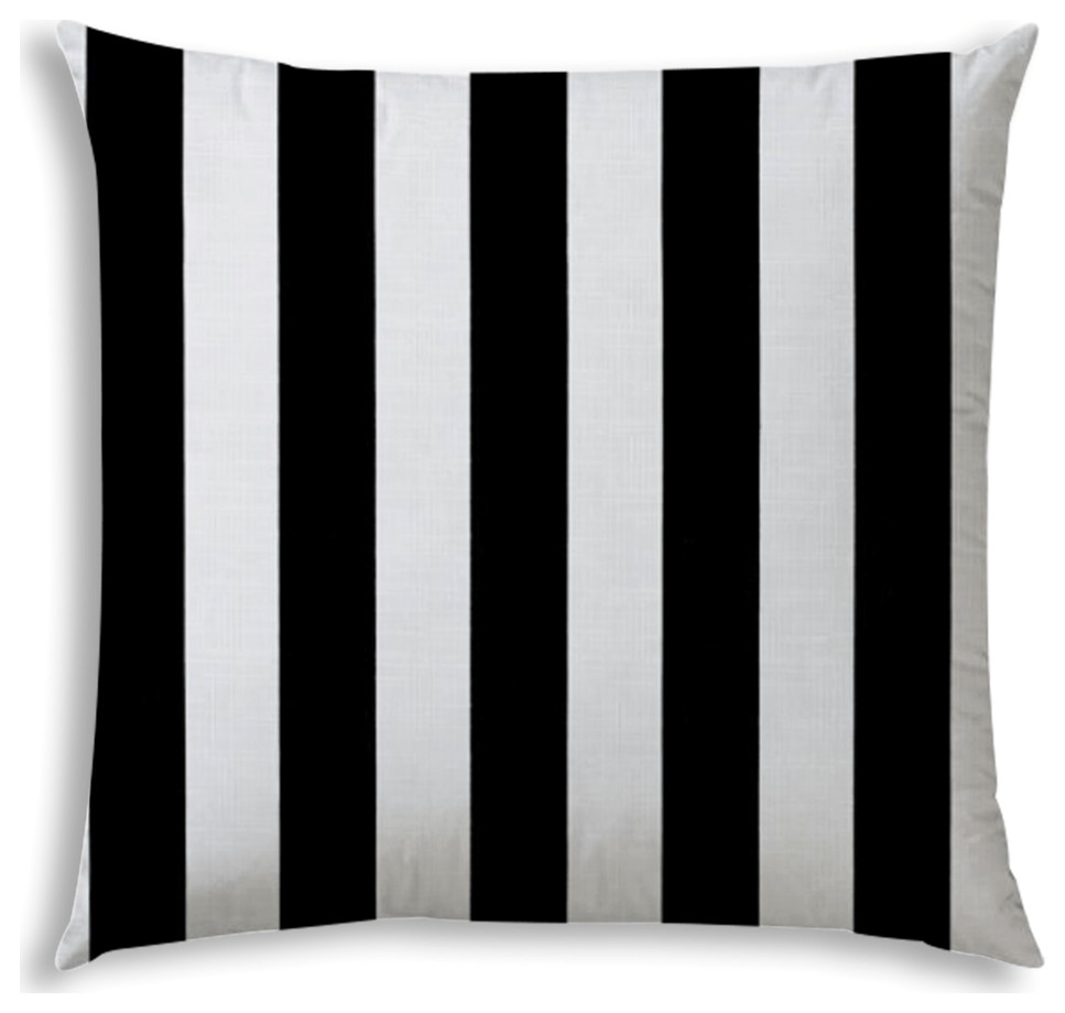 20" X 20" Black And White Blown Seam Striped Throw Indoor Outdoor