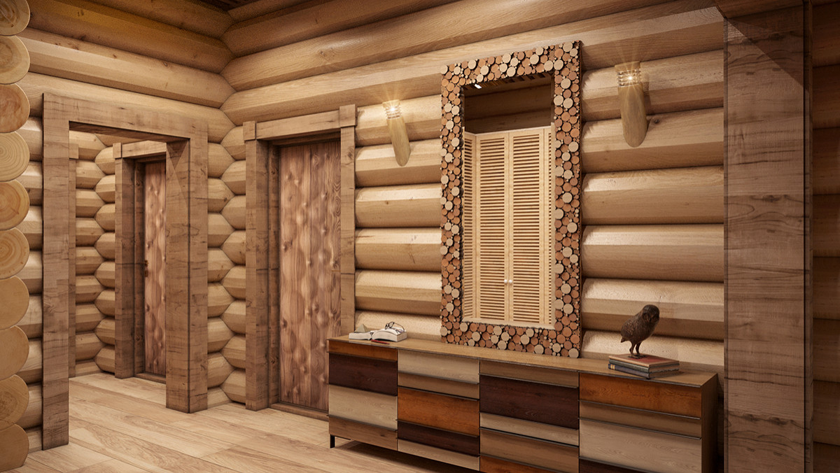 Интерьер дома в срубе
