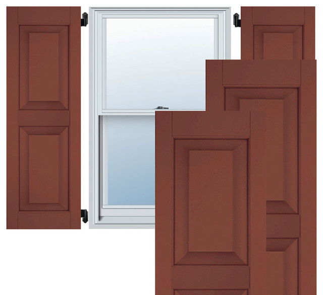 15" x 54" Exterior Western Red Cedar Raised Panel Shutters, Black Traditional Exterior