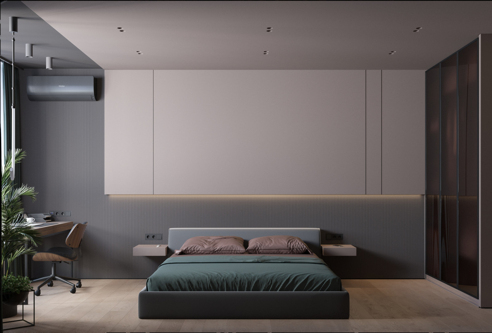 Стильная спальня с кабинетом