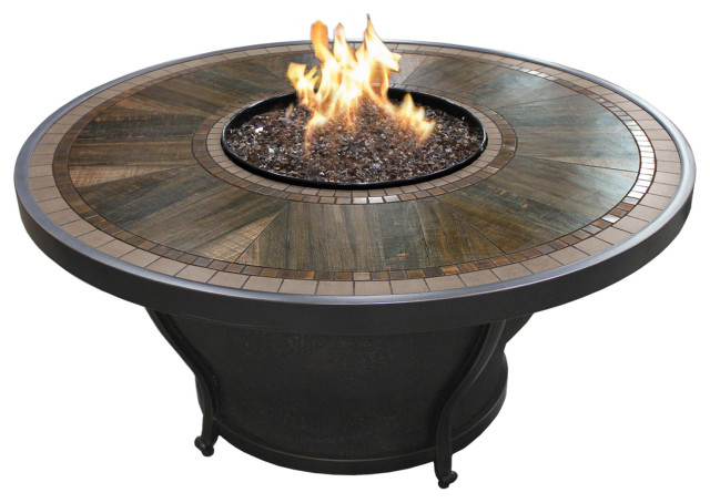 Huntington 48 Inch Round Porcelain Top Gas Fire Pit Table