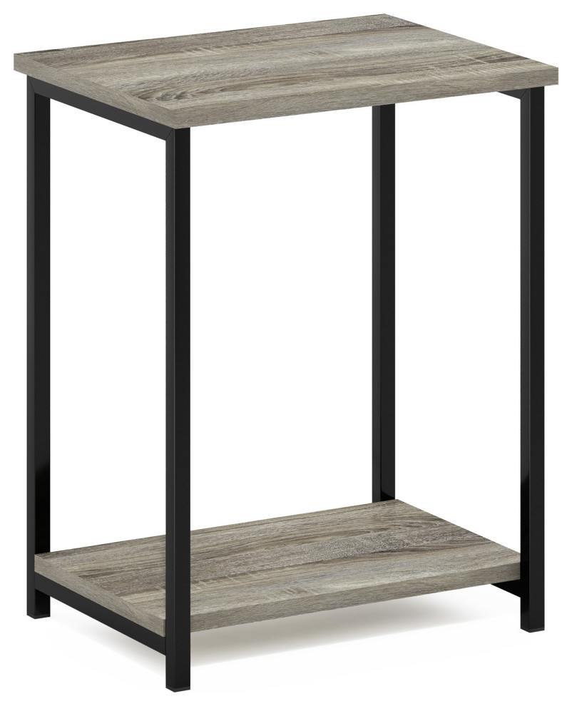 Furinno Simplistic Industrial Metal Frame End Table, French Oak
