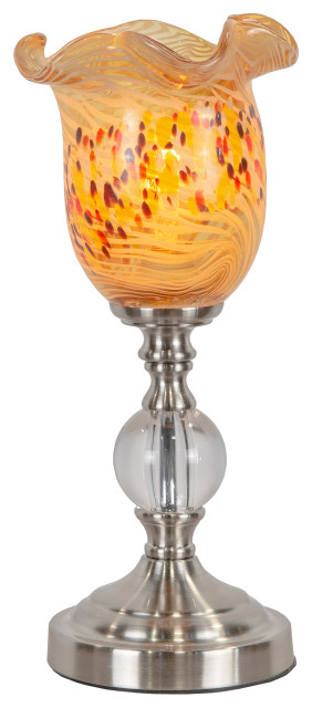 Beige Speckle Hand Blown Art Glass Uplight Accent Lamp