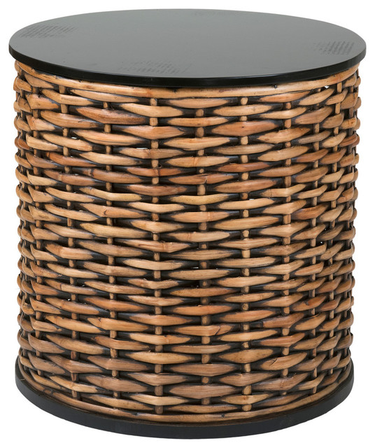 East At Main S Concord Brown Rattan Round Accent Table Tropical Side Tables And End By Ecotessa Houzz Concord Brown Rattan Round Accent Table, Round Wicker End Table
