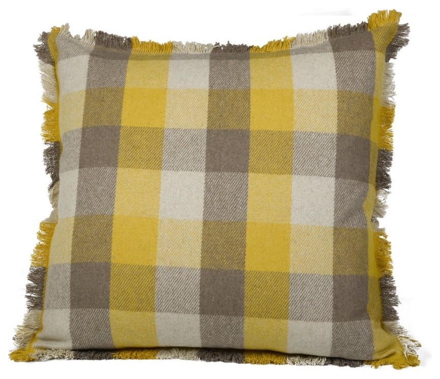 Buffalo Check Gold Tan 24x24 Feather Filled Decorative Throw