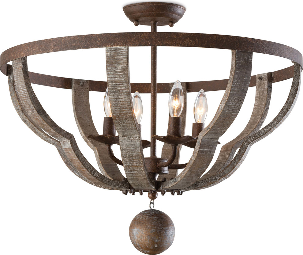 Wooden Quatrefoil Semi Flush - Farmhouse - Flush-mount ...