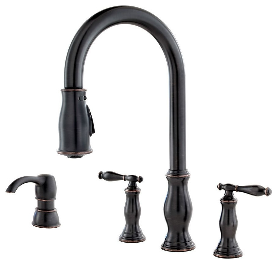 Pfister F-531-4HN Hanover Pull Out Spray Kitchen Faucet, Bronze