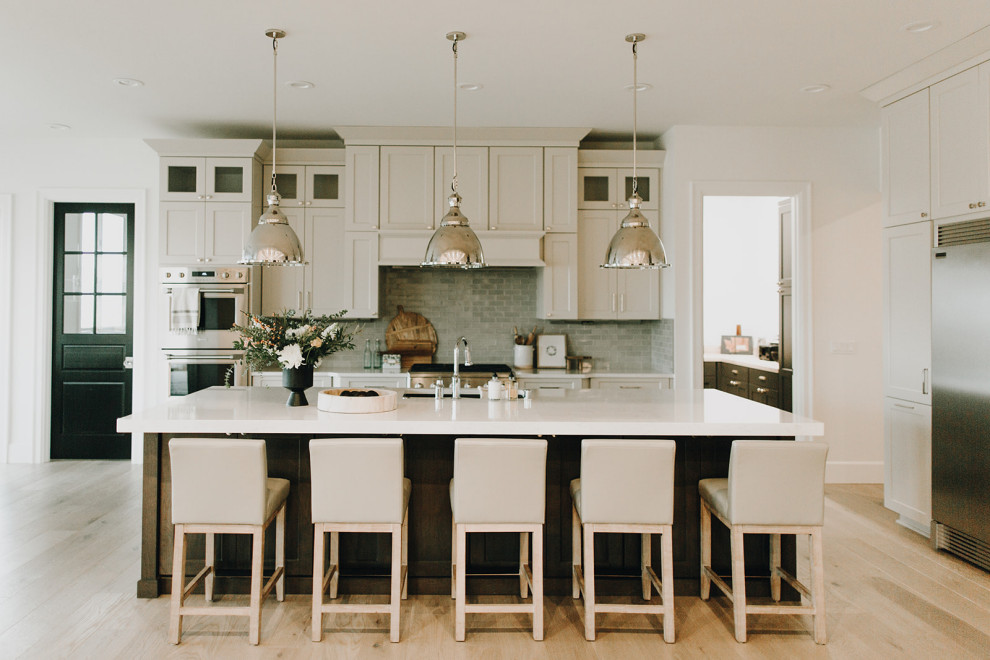 Example of a transitional kitchen design in Seattle