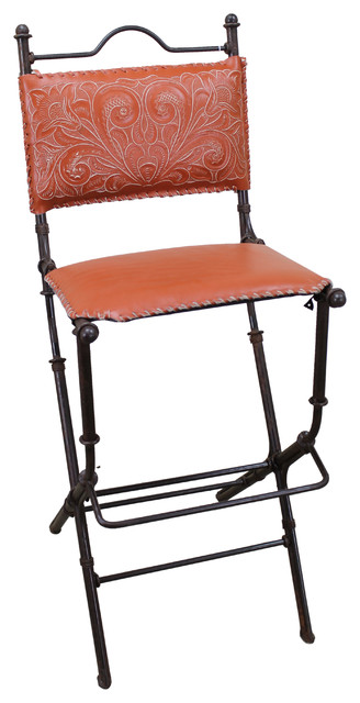 Mexican Iron And Leather Bar Stool