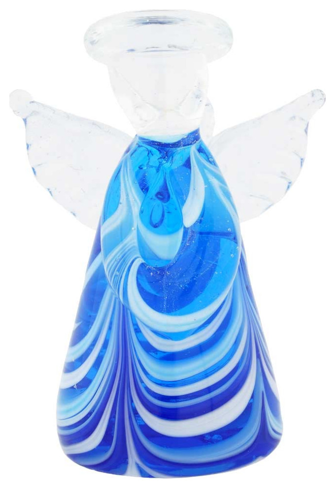 GlassOfVenice Murano Glass Small Angel Ornament Blue Contemporary