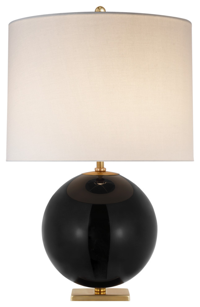 Elsie Table Lamp in Blush Painted Glass with Cream Linen Shade