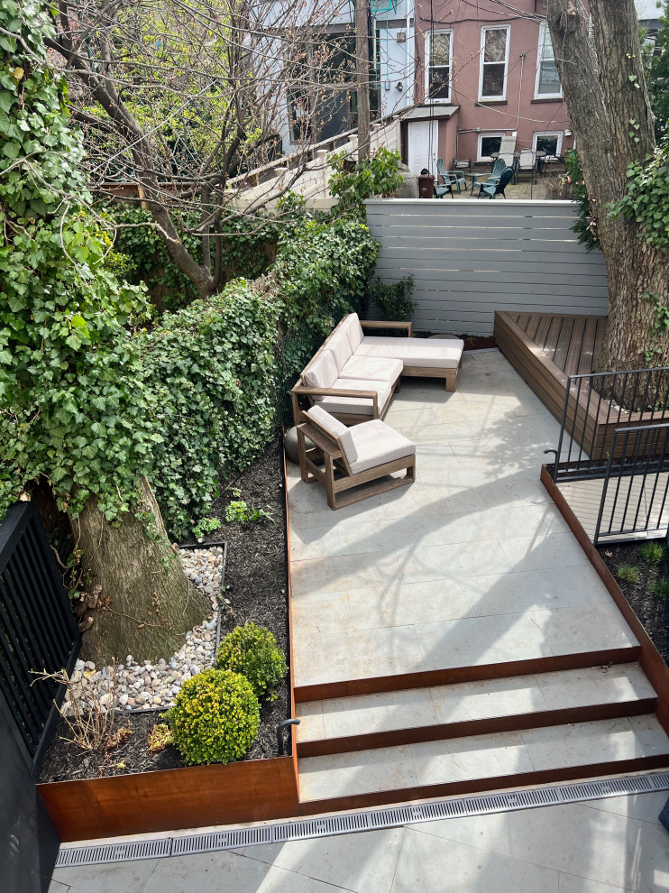 Park Slope backyard corten planters