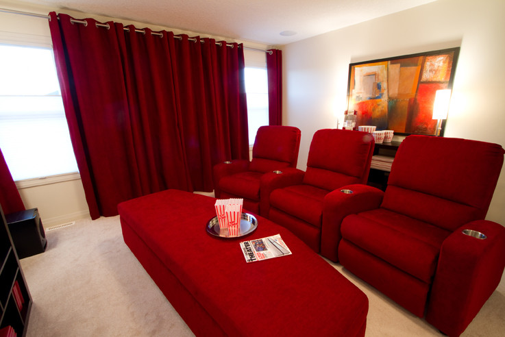This is an example of a modern home theatre in Calgary.