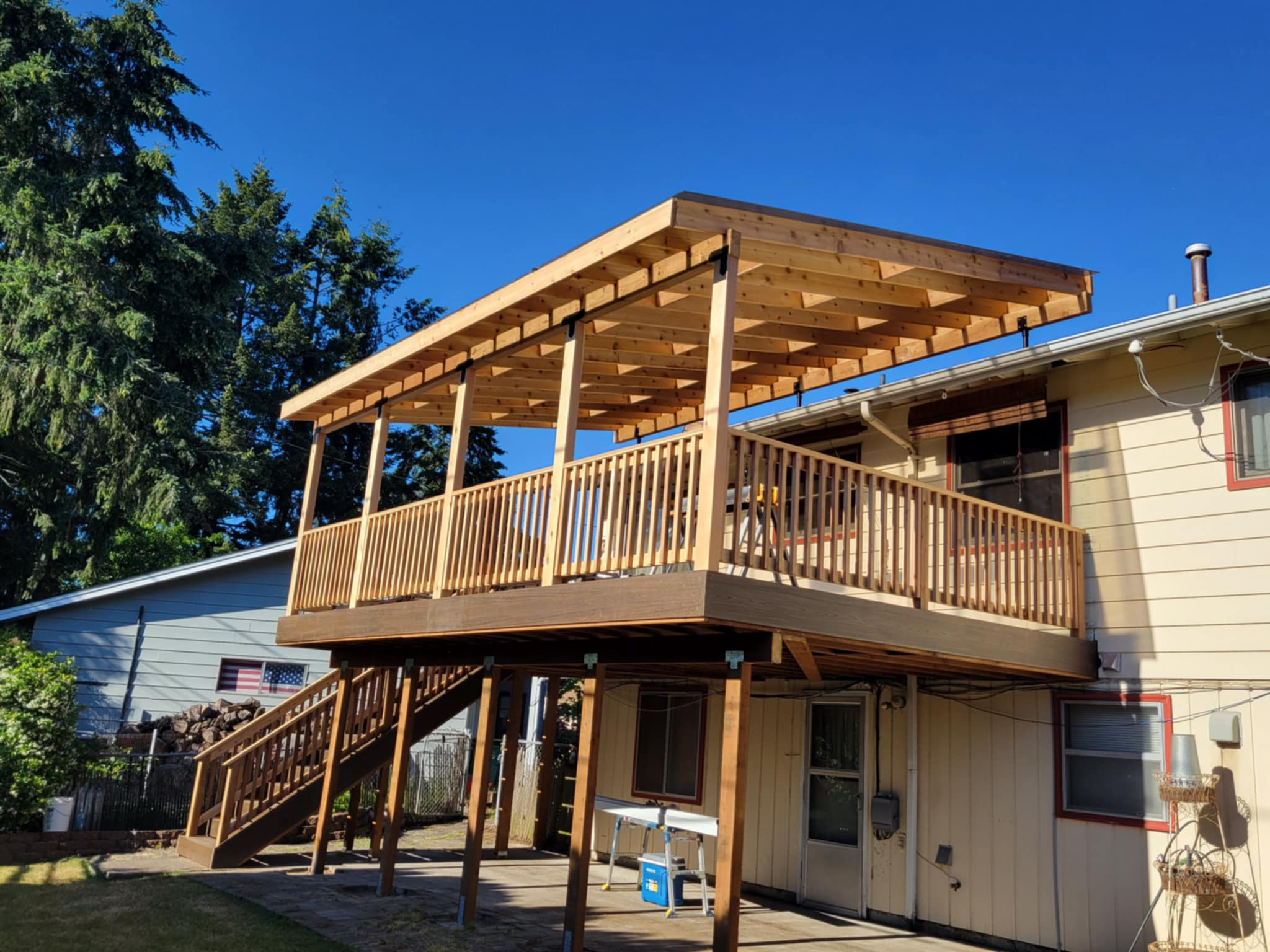 Composite deck with clear polycarbonate on it