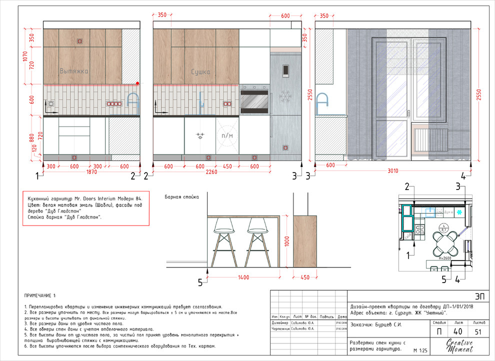Пример разверток стен