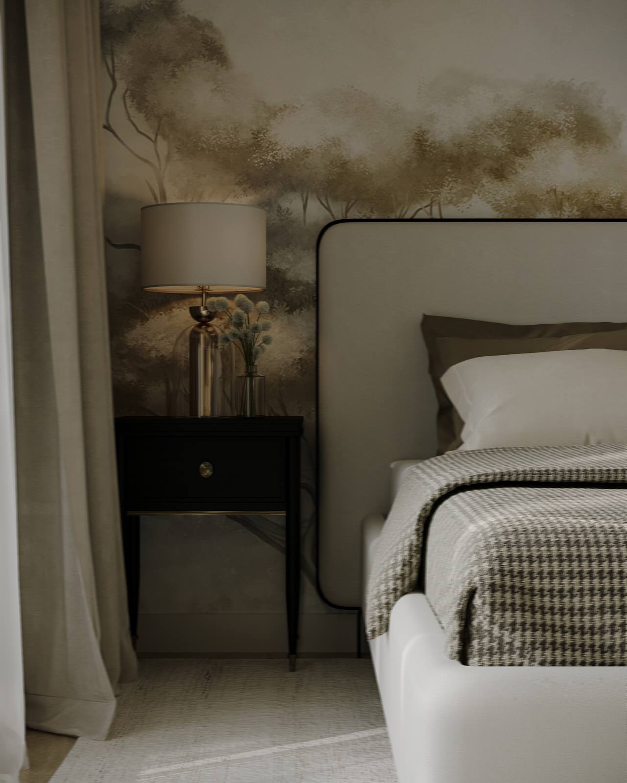 Атмосферная спальня в частном доме