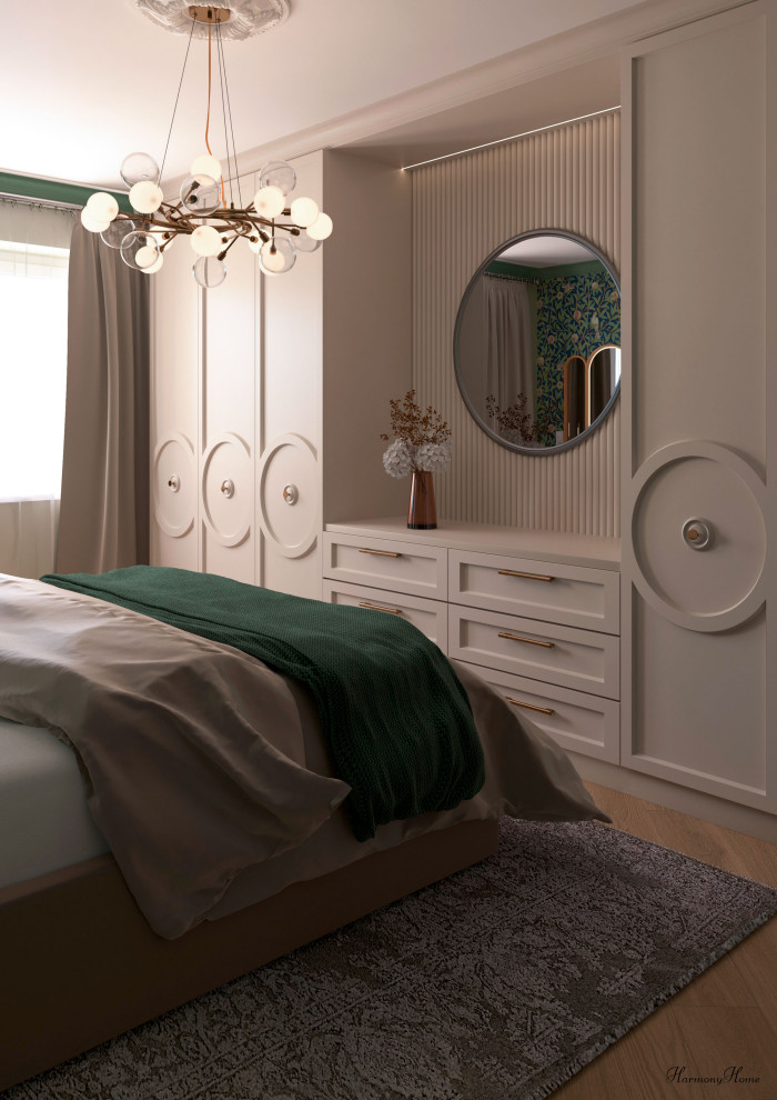 Спальня с английскими обоями