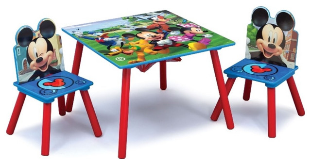 Delta Children Mickey Mouse Wood Kids Table and Chair Set in Multi-Color