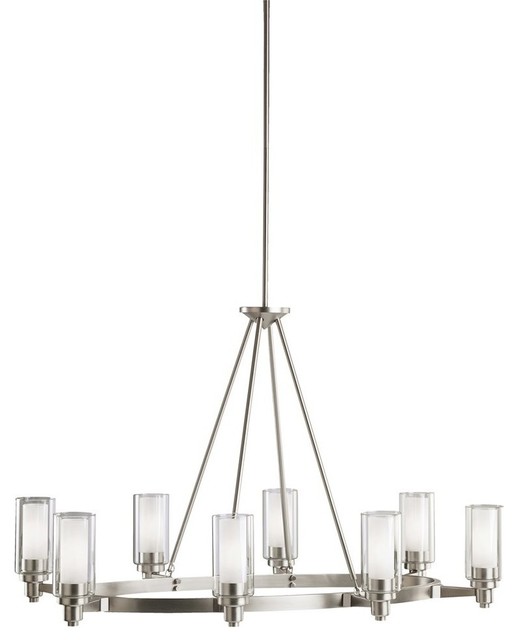 Circolo Brushed Nickel Eight-Light Oval Chandelier