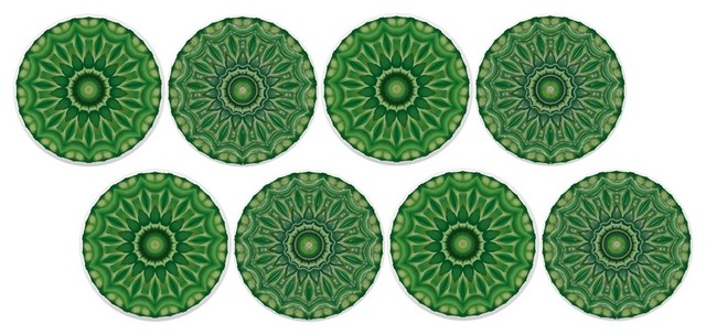Green Mandala Ceramic Cabinet Drawer, Green Cabinet Knobs