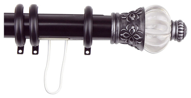 Rod Desyne Window Royal Decorative Traverse Rod With Rings Black