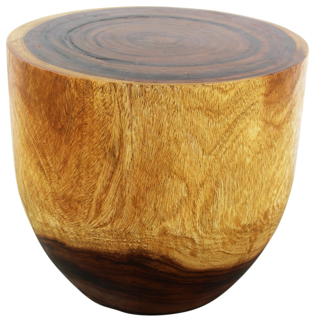 Haussmann Wood Oval Drum Table 20 in Diameter x 18 in High Oak Oil